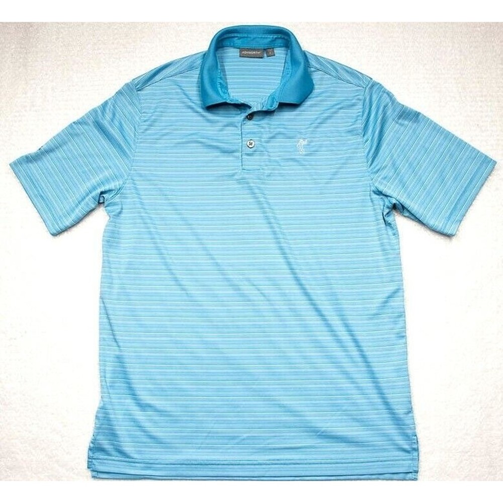 Ashworth Mens Medium Golf Polo Shirt Short Sleeve Aqua Blue